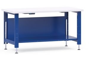 blue workstation with white top